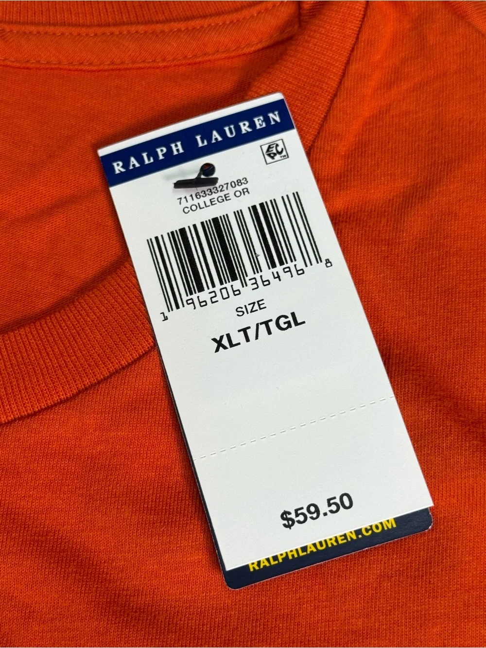 Big and Tell Polo Ralph Lauren Orange Green Pony Classic Fit Crew Neck T-Shirt
